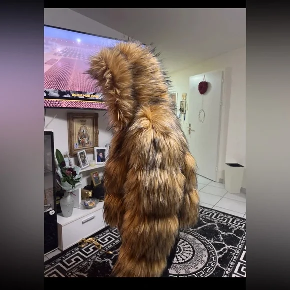 Faux Fur Coat With Hood - Picture 3 of 11